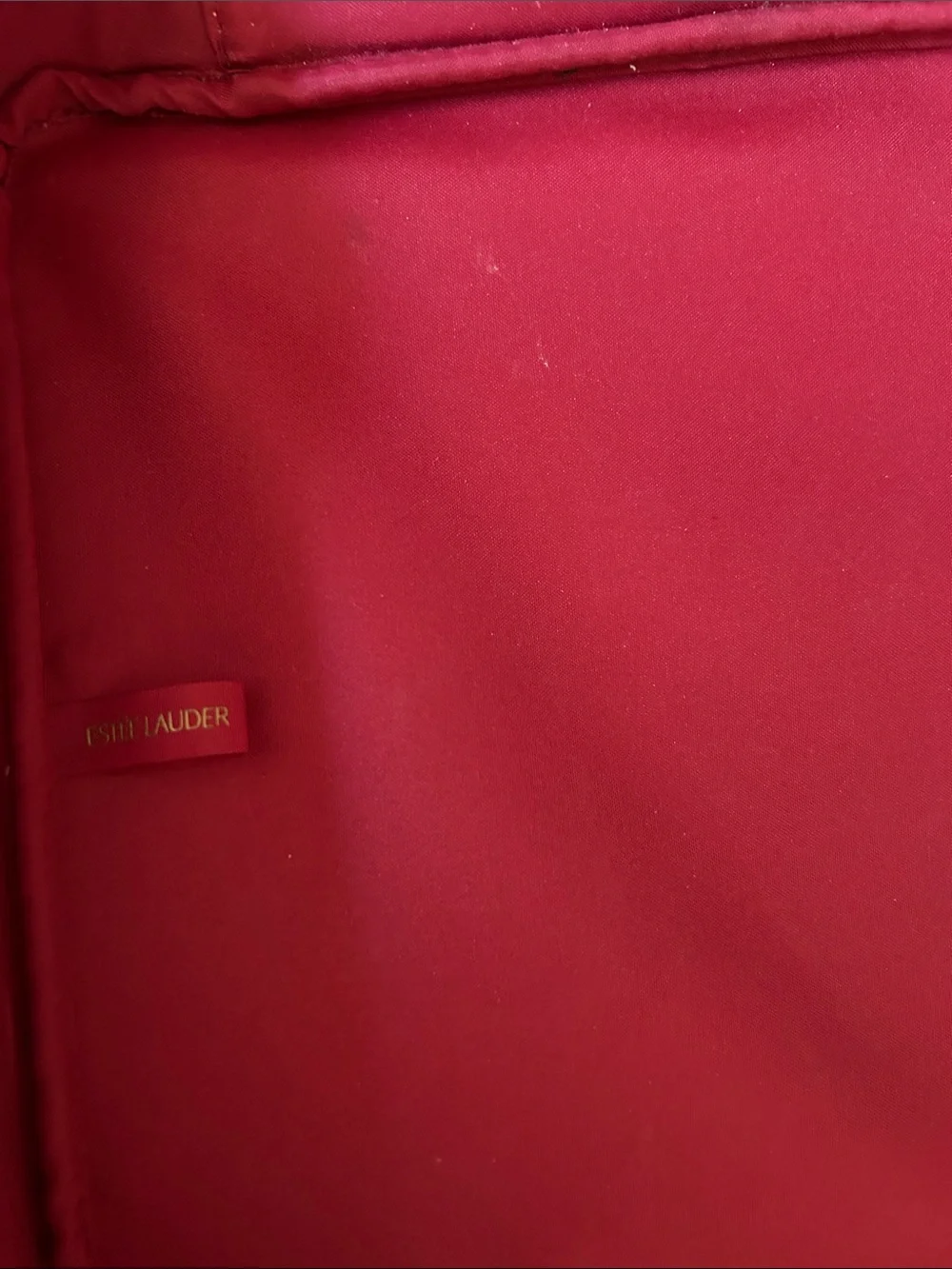 Estée Lauder Red Woven Satchel Handbag Structured Top Handle Purse